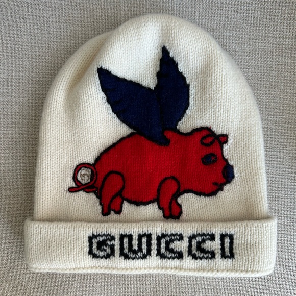 Gucci Accessories - Gucci wool flying pig beanie hat 🐷